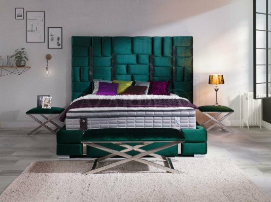 Polsterbett Doppelbett Designer Bett Ehebett Schlafzimmer Samtbett Stoff Betten