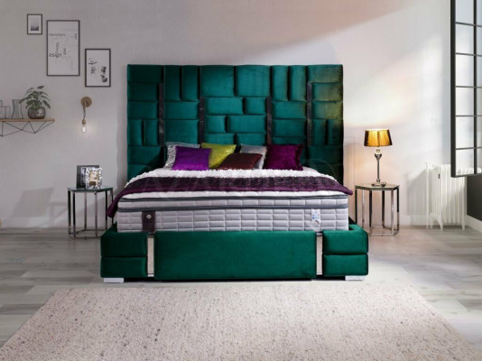 Polsterbett Doppelbett Designer Bett Ehebett Schlafzimmer Samtbett Stoff Betten