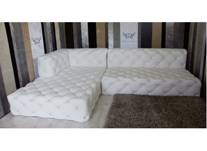 Design Ecksofa Couch Leder Polster Sofa Eckgarnitur Kristallsteine Ecksofa Neu