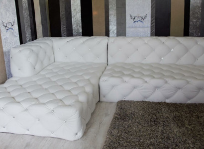 Design Ecksofa Couch Leder Polster Sofa Eckgarnitur Kristallsteine Ecksofa Neu