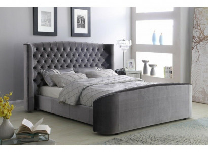 Designer Bett Schlafzimmer Betten Textil Leder Hotel Luxus Polster Samt Stoff