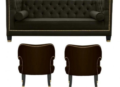 Chesterfield Sessel Schwarze xxl Big Textil Stoff Couchen Möbel Polster Garnitur