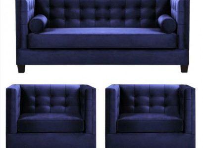 Schlafsofa Sessel Kreative Möbel Textil Stoff Blau Gruppe Wohnzimmer Modern Sofa