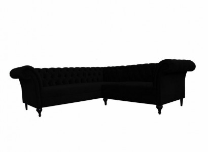 Schwarze Chesterfield Luxus L-Form Couch 