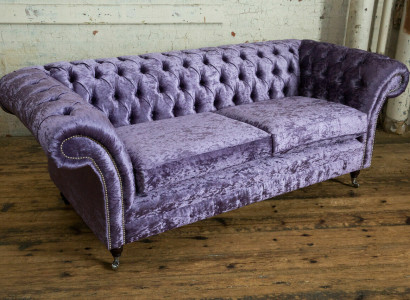 Lila Chesterfield Dreisitzer Chesterfield Luxus 3-Sitzer Sofa