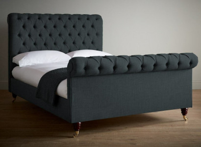 Chesterfield Design Polster Englisches Doppelbett Schwarz 140/160/180x200 Betten