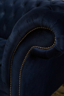 Dunkel-blauer Chesterfield Dreisitzer Moderne Wohnzimmer Luxus Couch