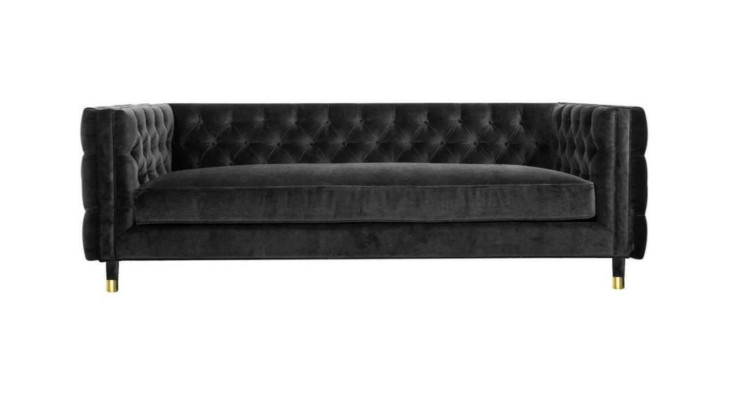Schwarzes Chesterfield Sofa Big Luxus Möbel 4 sitzer Textil Stoff Couchen