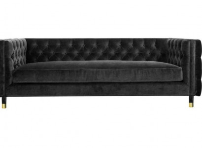 Schwarzes Chesterfield Sofa Big Luxus Möbel 4 sitzer Textil Stoff Couchen