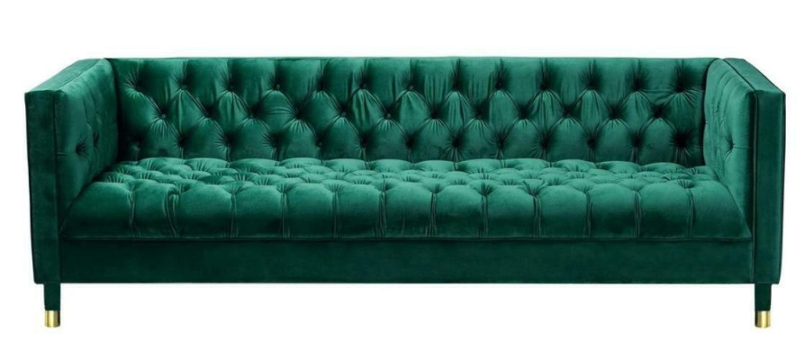 Grüner Chesterfield 4-Sitzer Luxus Sofa Textil Stoff Couchen