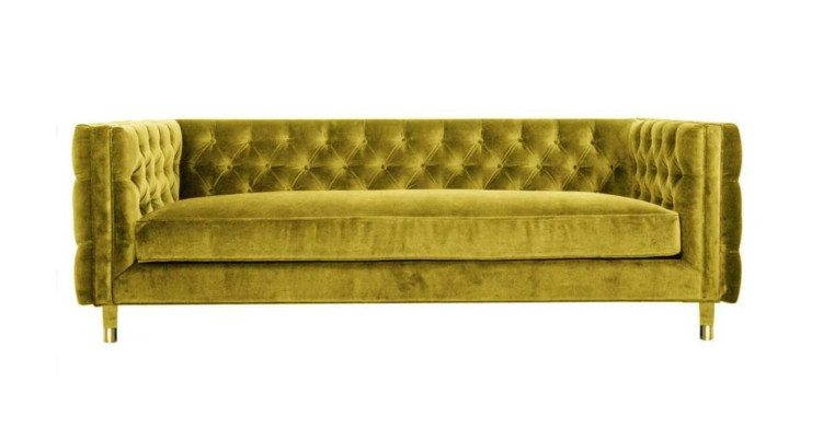 Gelber Chesterfield 4 Sitzer Sofa Luxus Design Möbel Textil Stoff Couchen Gelbe Sofas
