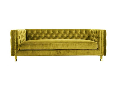 Gelber Chesterfield 4 Sitzer Sofa Luxus Design Möbel Textil Stoff Couchen Gelbe Sofas