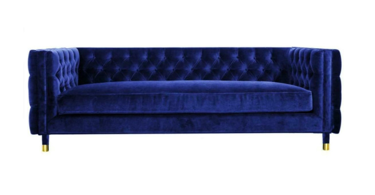 Blaues Sofa Chesterfield Big Designer 4-Sitzer Neu Textil Stoff Couchen 