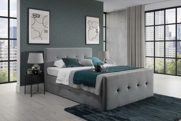 Modernes Graues Chesterfield Bett Luxuriöse Doppelbetten Schlafzimmer Möbel