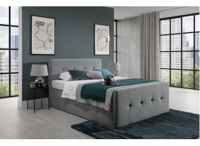 Modernes Graues Chesterfield Bett Luxuriöse Doppelbetten Schlafzimmer Möbel