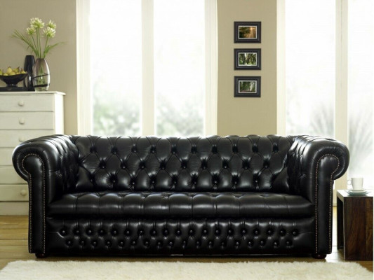 Schwarze Chesterfield Sofa 3+1 Sitzer Designer Couchen Sofagarnitur