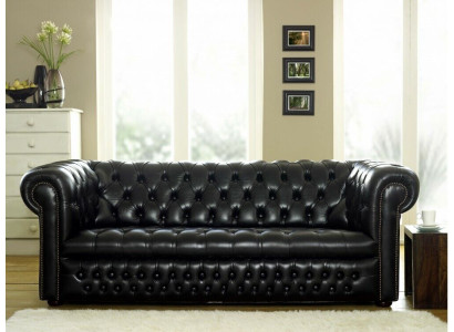 Schwarze Chesterfield Sofa 3+1 Sitzer Designer Couchen Sofagarnitur