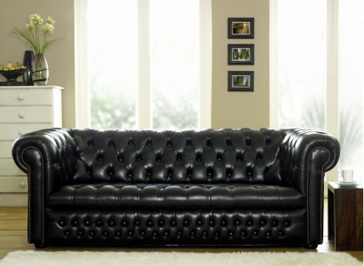 Schwarze Chesterfield Sofa 3+1 Sitzer Designer Couchen Sofagarnitur