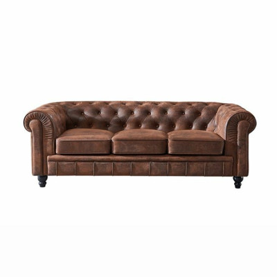 Brauner Luxus Chesterfield 3-Sitzer Designer Wohnzimmer Couch