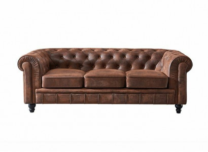 Brauner Luxus Chesterfield 3-Sitzer Designer Wohnzimmer Couch