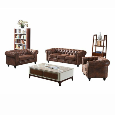 Brauner Luxus Chesterfield 3-Sitzer Designer Wohnzimmer Couch