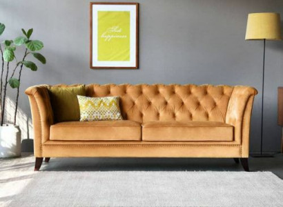 Oranger Chesterfield 3-Sitzer Modernes Wohnzimmer Luxus Sofa