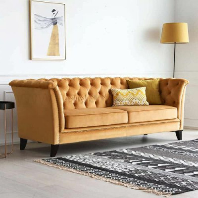 Oranger Chesterfield 3-Sitzer Modernes Wohnzimmer Luxus Sofa