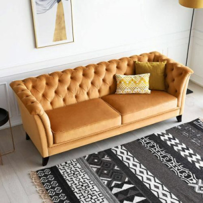 Oranger Chesterfield 3-Sitzer Modernes Wohnzimmer Luxus Sofa