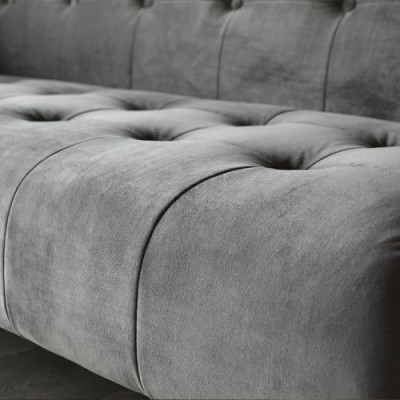 Moderner Grauer Chesterfield 3-Sitzer Luxus Wohnzimmer Couch