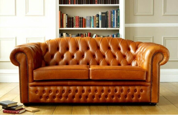 Chesterfield Sofa Couch Polster Stoff Leder Couchen Braune Garnitur 3 Sitzer