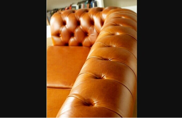 Chesterfield Sofa Couch Polster Stoff Leder Couchen Braune Garnitur 3 Sitzer