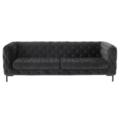 Designer Schwarzer Dreisitzer Chesterfield 3-er Moderne Couch