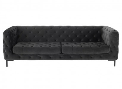 Designer Schwarzer Dreisitzer Chesterfield 3-er Moderne Couch