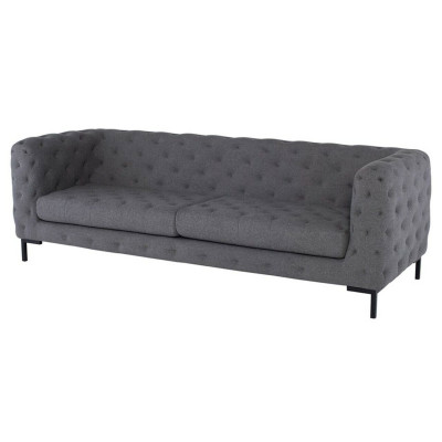 Grauer Polster Chesterfield 3-Sitzer Luxus Wohnzimmer Couch