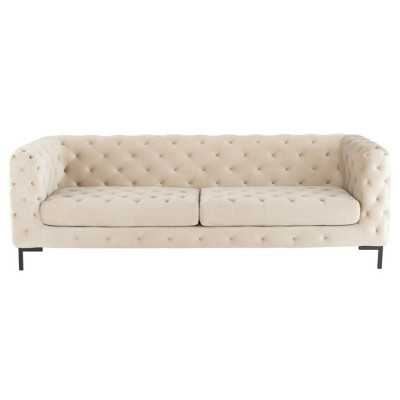 Beiger Designer Chesterfield Dreisitzer Luxus Wohnzimmer Couch