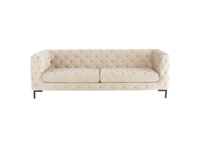 Beiger Designer Chesterfield Dreisitzer Luxus Wohnzimmer Couch