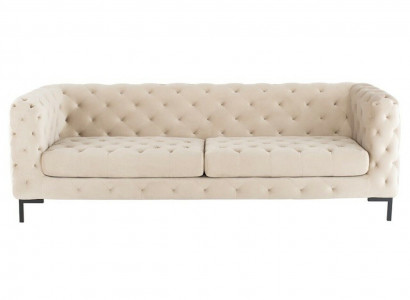 Beiger Designer Chesterfield Dreisitzer Luxus Wohnzimmer Couch