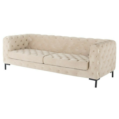 Beiger Designer Chesterfield Dreisitzer Luxus Wohnzimmer Couch