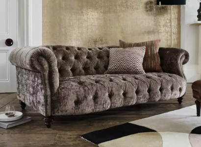 Chesterfield Sofa Couch Polster Stoff Leder Couchen Polster Garnitur 3 Sitzers
