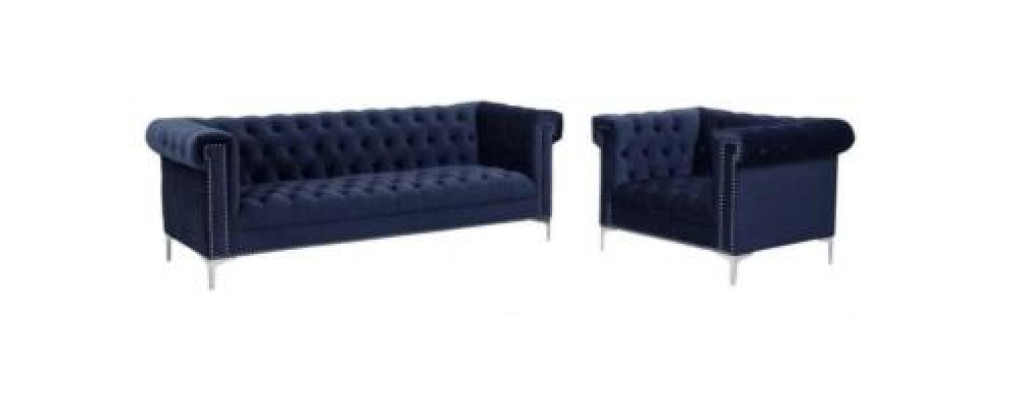 Blaue chesterfield sofagarnitur couch royal blau couchen sofa set garnituren neu