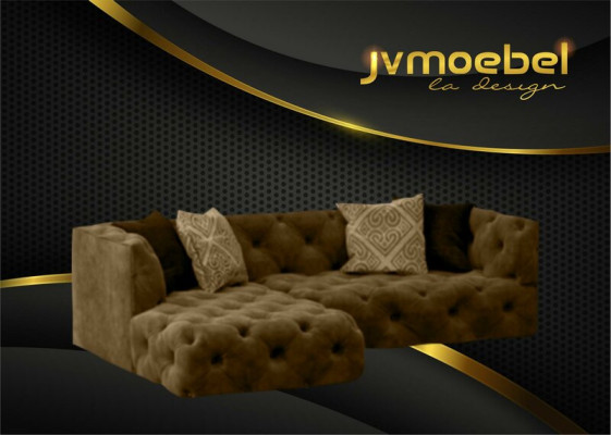 Chesterfield L-Form Ecksofa Couch Design Textil Polster Garnitur Sofa Ecke Neu