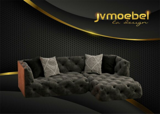 Chesterfield L-Form Ecksofa Couch Design Textil Polster Garnitur Sofa Ecke Neu