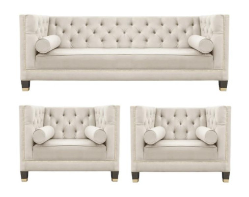 Sofagarnitur Couch Samt Polster couchen 3tlg. set garnituren wohnzimmer