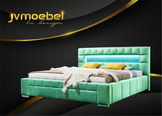 Bett inkl LED Beleuchtung Schlafzimmer Design Möbel Modern Betten Luxus Doppel