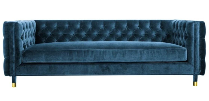 Luxus Blaue Chesterfield Samt Dreisitzer Polster Möbel Hotel Wohnzimmer Praxis