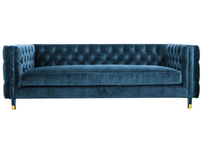 Luxus Blaue Chesterfield Samt Dreisitzer Polster Möbel Hotel Wohnzimmer Praxis