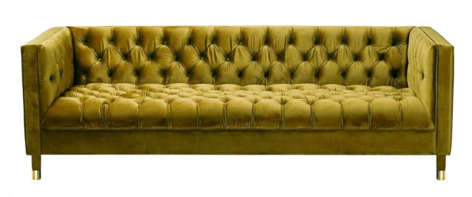 Grüne Dreisitzer Stoff Chesterfield Design Couchen Polster Sofa Wohnzimmer 230cm