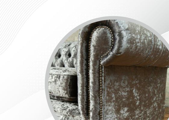 Dreisitzer Sofa 3 Sitz Couch Chesterfield Polster Sitz Garnitur Samt Graue Samt