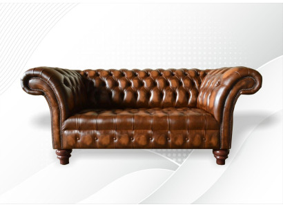 Design Chesterfield Sofa 2 Sitzer Braun Couch Polster Sofas Wohnzimmer Sofa Neu