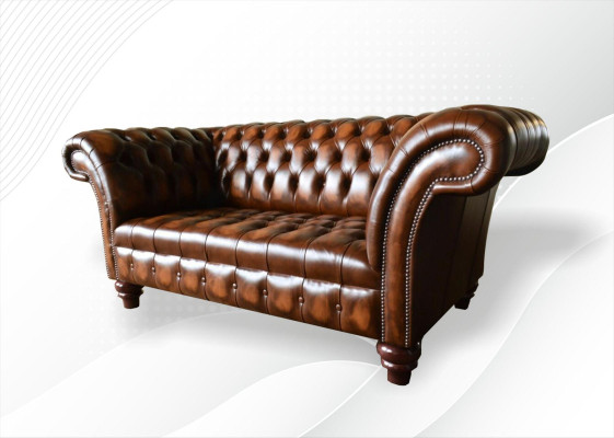 Design Chesterfield Sofa 2 Sitzer Braun Couch Polster Sofas Wohnzimmer Sofa Neu